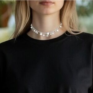 Vintage Avon Pearl & Crystal Charm Choker Necklace | Coquette Y2K